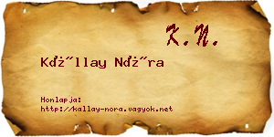 Kállay Nóra névjegykártya